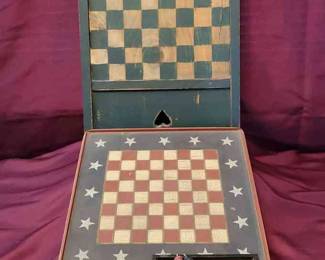 Folk Art Checkers Collection Three Pieces