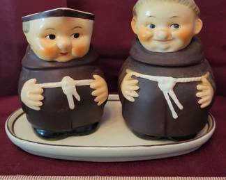 Goebel Friar Sugar And Creamer Set 3 Pieces