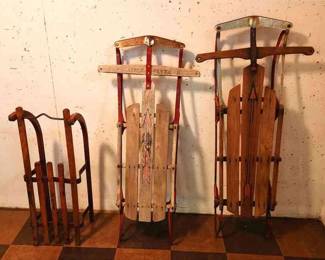 3 Wooden Sleds