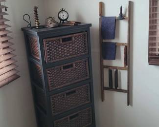 Five Drawer Chest Ladder Shelf And Decor 18 Pieces