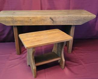 Primitive Bench And Foot Stool 2 Pieces