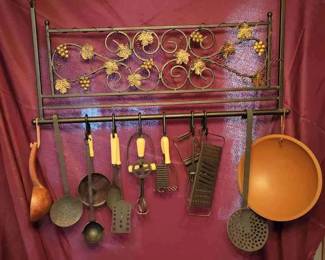 Primitive Rack And Kitchen Utensils