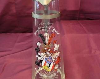 Fraternity Cut Glass Stein With Pewter Hardware