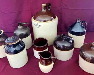 Assorted Primative Stoneware Crockery 9 Pieces