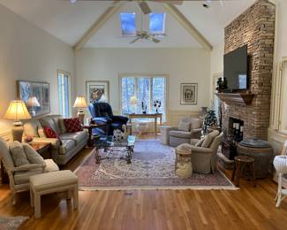 TV and Dark Blue Chair are Not For Sale