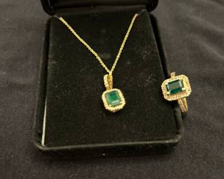 Emerald Ring and Emerald Pendant