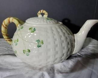 Belleek Fine Parian China Shamrock Tea Pot