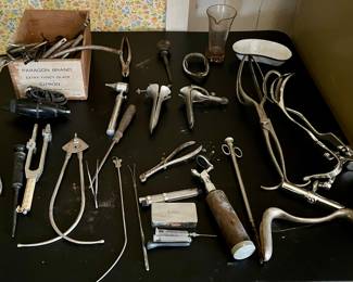 Antique gynecological and obstetrical instruments