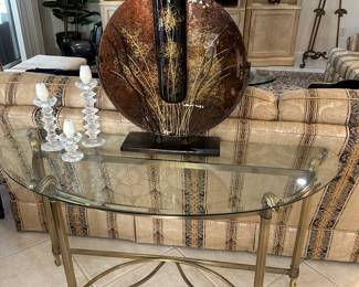 Matching Metal & Glass Sofa Table