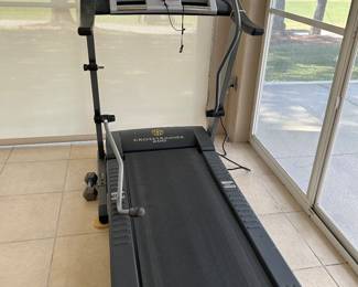 Gold's Gym Cross Trainer 600 Treadmill.  Base folds up for easy storage