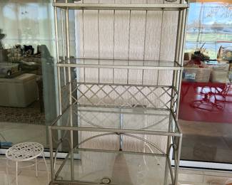 Tall Metal & Glass Etagere