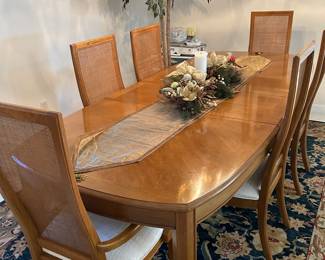 6 Upholstered Dining Chairs, with Cane Backs