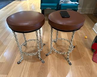Stools MCM Vintage Chain LInk Brown Leather