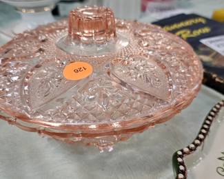 PINK GLASS CANDY DISH