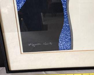 39. Kyoshi Saito: (see previous notes)
Subject: Cat Woodblock Print, “Steady Gaze”, #6/85, 1971, 28x19. $1600