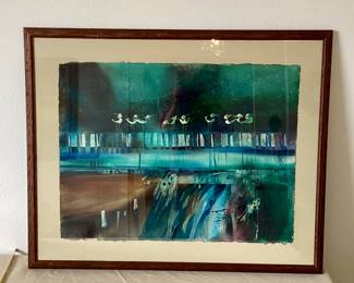 36. Michael Schlicting: Listed artist XX-Oregon.
Subject: “Waterbirds” watercolor, 42x30 (Purchased from artist’s studio in Neskowin, Oregon).  $295
