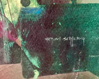 36. Michael Schlicting: Listed artist XX-Oregon.
Subject: “Waterbirds” watercolor, 42x30 (Purchased from artist’s studio in Neskowin, Oregon).  $295
