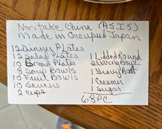 $150 Noritake China 68 pieces (as is)