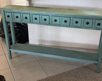 $180 Slim sofa table Blue/Green 60W 10D 35H