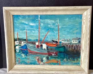55- Sophie Bronowiski Clavette: (1920-2006)
Subject: Oil on Canvas, “Rock Harbor” - $250
