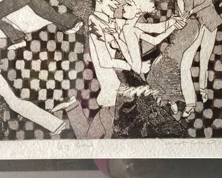 2- Warrington Colescott (American B.1921) - Big band limited print #49/50, 1973, 23x19 - $150 