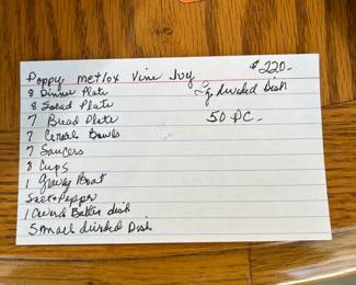 $220 Poppy Metlox Vine Ivy Dishes 50 pieces