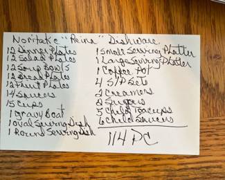 $150 Noritake Dishware (Reina) 114 pieces