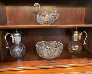 Corning Glass Silver Plate Carafes and More