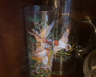 Mid Century West Virginia Glass Game Bird Tumblers