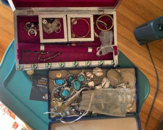 Costume jewelry; silver and turquoise jewelry