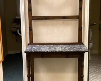 Antique Hall Tree with marble shelf 