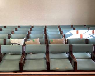 44 arm chairs with sage colored upholstery 