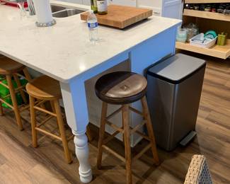 Bar stools; metal trash cans