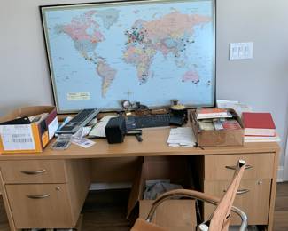 desk and map; office supplies