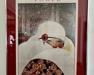 Framed Vogue Conde Nast & Co February 1919 Art Deco Fashion Magazine poster.