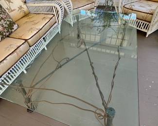 Bespoke steel "twig" glass topped coffee table made by a San Francisco/Berkeley CA artist,