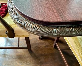 Edge detail of Chippendale dining table.
