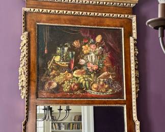 18th to 19th century English Georgian style trumeau mirror.