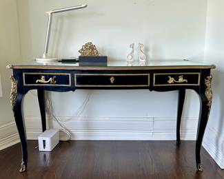 Black lacquer and bronze ormolu desk.