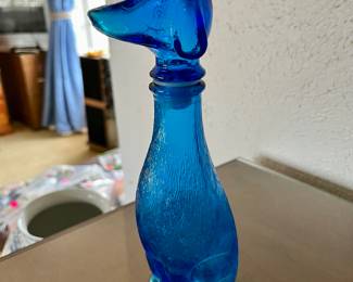 Vintage MCM Italian Empoli Glass Dog Decanter