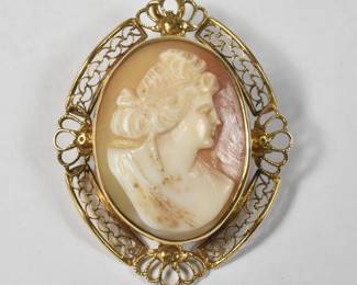 10k Shell Cameo Pin/Pendant