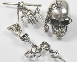 Skull Form 925 Sterling Silver Watch Chain