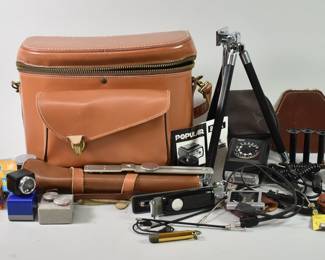 Vintage Leather Camera Bag and Accessories