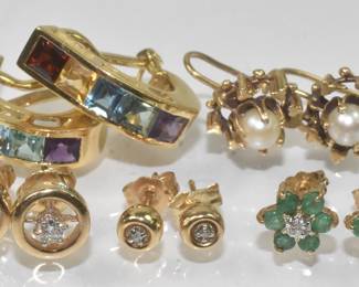 5 Pair Pierced 10k And 14k Earrings