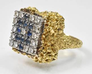 18K Nugget Ring Diamonds