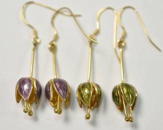 Lot of 2 Lily of the Valley Earrings, Sterling