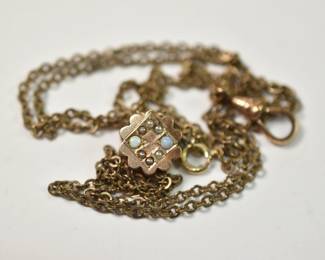 Slide Chain with Opals and Pearls, 10k