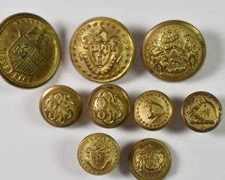 Collection of 9 State/Military Buttons