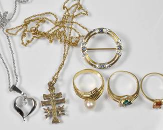 14k Group Diamond Pearl Rings Necklaces