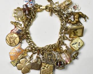 Monet Travel Charm Bracelet with 22 Monet Charms